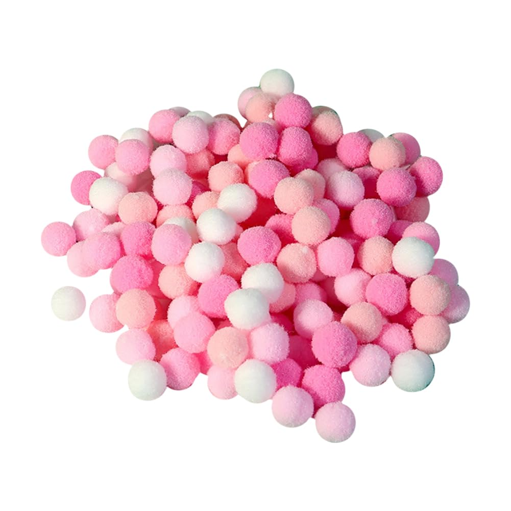 JIHUOO 2000 Pcs 1cm Small Fluffy Pom Poms - Colorful Decorative Felt Balls for Party Decorations - Pink