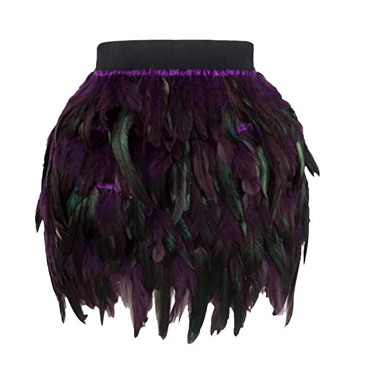Falda Tutu Mujer,Mujeres Navidad Santa Halloween Faux Feather A Line Cosplay Mini Falda