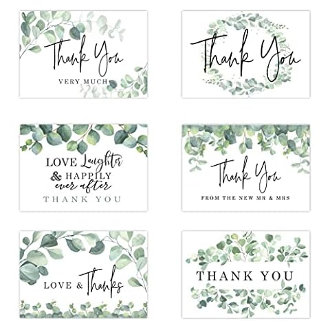 Your Main Event Prints Eucalyptus Wedding Thank You Cards, 60 Greenery Bulk Bridal Shower Newlywed Stationary Supplies Cover