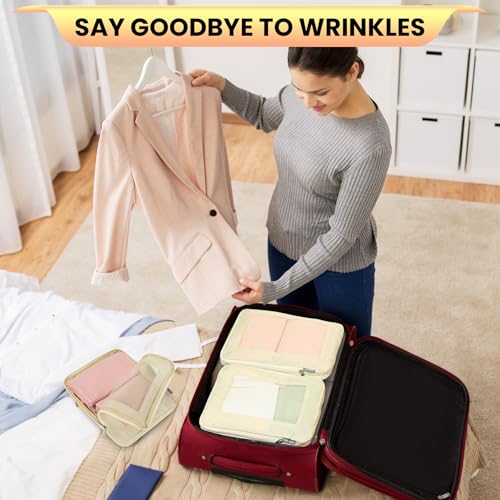 Travel Compression Packing Cubes Set for Women - 4 Pack for Suitcases