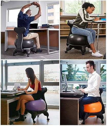 Yoga Balance Ball Chair with Back Support, Designed to Correct Posture and Relieve Back Pain, Suitable for Teachers, Students, and Office