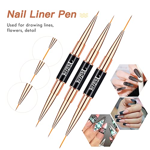 Image of Yasterd Nail Art Brush Set,Professional 5pcs Double-Ended Nail Art Brushes