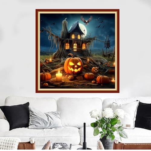 Image of Funxvoot Stamped Cross Stitch Kits Beginners Full Range of Embroidery Kits for Adults 11CT Embroidery Patterns Needlepoint kits Printed Cross Stitch Kits- (Magic house 18x18 inchs)