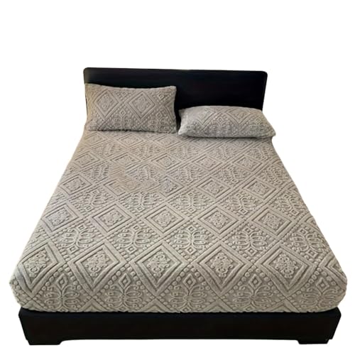 MTNBHH Sábana Ajustable de Felpa cálida for el Invierno, Funda de colchón de Terciopelo gofrado en Color Liso, fácil de Limpiar y Lavable a máquina.(Gray,80 * 200cm)