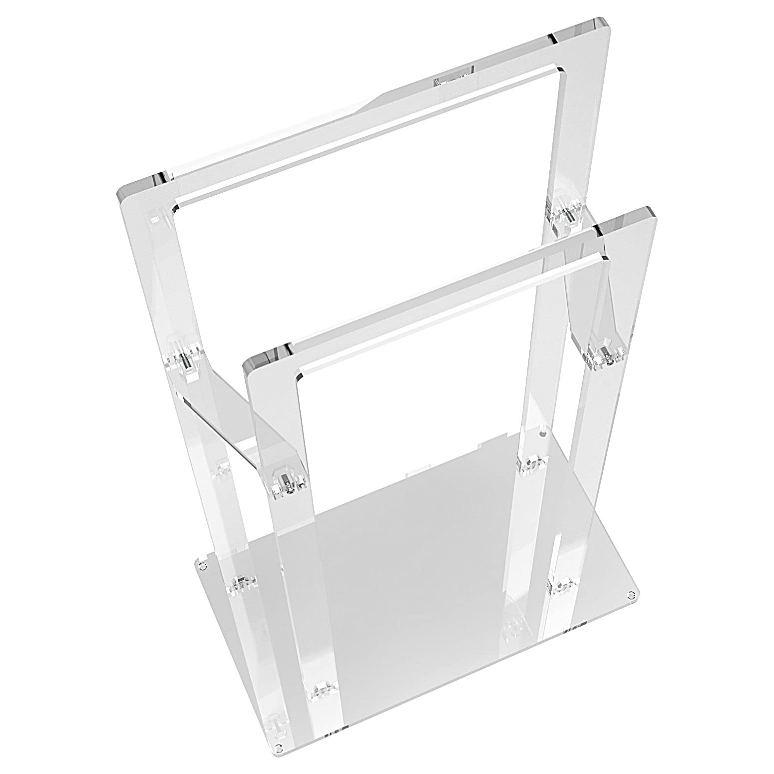 AGPLEX Piantana porta asciugamani bagno da terra in vetro acrilico trasparente 50x28x87cm, Portasciugamani bagno moderno e resistente con supporti antiruggine - Made in Italy