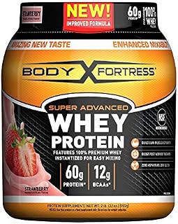 Body Fortress Super Advanced Whey Protein Powder, Gluten Free, Strawberry, 2 Pound