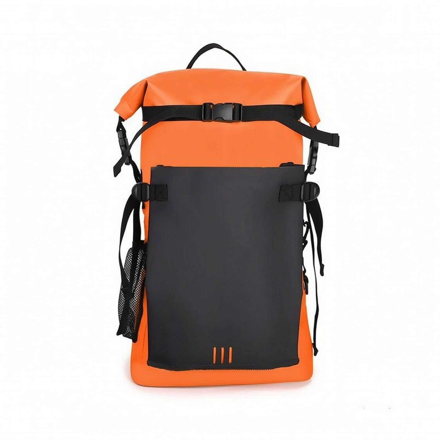 Adjustable Dry Backpack with Mesh Pocket Water Resistant Rolltop Backpack with Side Pockets Heavy-Duty Daypack Lightweight for Hikers, Travelers, Hiking, Beach, Travel, Orange, 40L-image-45