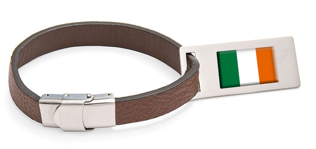Éire Flagge Leder Kofferanhänger Edelstahl Gravur Text