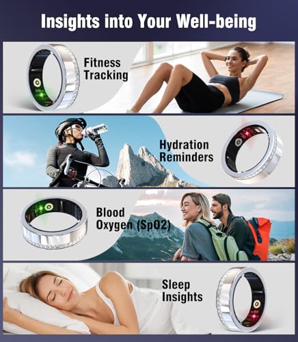Image of 10 Gen Diamond Smart Ring and Wireless Charging Case【Industry Ranking No.1 - 0 Measurement Error】 2026 Smart Ring for Women & Men for Sleep Tracking Wearable Device,Fitness Ring【Silver 9#】
