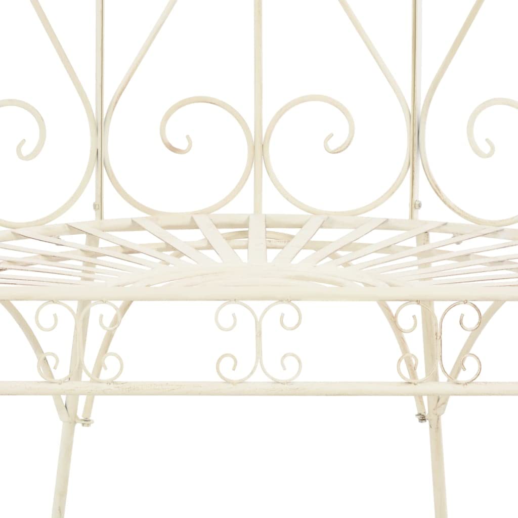 vidaXL Banco de Jardín Aspecto Antiguo Decoración Asientos Mobiliario del Exterior para Terraza Patio Porche Balcón Muebles Hogar 95 cm Hierro Blanco