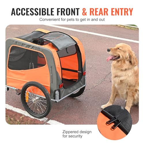 VEVOR Hundeanhänger 30 kg 2in1 Fahrradanhänger Kohlenstoffstahl + 600D Oxford-Gewebe + PP faltbar 1440 x 720 x 779 mm als Anhänger 1400 x 720 x 830 mm als Kinderwagen Hundebuggy Jogger Anhänger