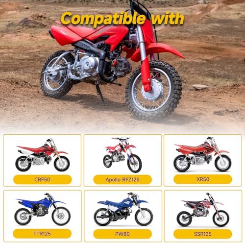Image of HIAORS 7 /8 Handlebar Grips Compatible with 50cc 70cc 125cc 150cc TTR90 TTR110 TTR125 PW80 CRF50 XR50 CRF70 CRF125 KLX250 SSR125 TaoTao Apollo Pit Dirt Bikes Yozma In10 E Bike Motorcycles Parts Red
