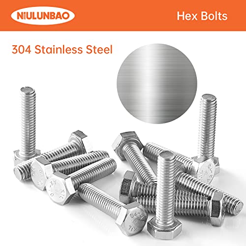 Image of M4-0.7 x 70mm Heavy Duty Hexagon Bolts Hex Head Screws, 304 Stainless Steel, Metric Machine Fully Thread, Bright Finish, 25PCS