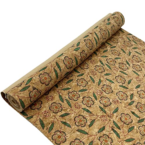 Image of SorenCut Cork Fabric Roll 12 x 52 Inch - Blue Flower Print Cork Leather Fabric for Earrings, Bow Making, Bags, Wallets & DIY Sewing Projects - Vegan Leather Alternative Craft Sheet