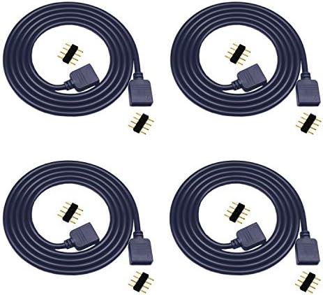 TronicsPros4pcs 1m/ 3.3ft RGB LED Strip Extension Cable 4 Pin Flex LED Tape Extension Cord LED Ribbon LED Rope Light Connector Wire for RGB 5050 3528 2835 Flexible LED Strip Light (Black)
