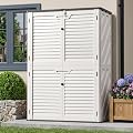 ZEXGONEST 65 Cu.Ft Resin Outdoor Storage Shed with Floor, Weatherproof Plastic Vertical Outdoor Storage Cabinet for Garden Backyard Patio Pool Tool