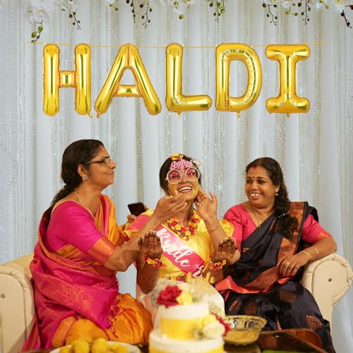 Image of Haldi Banner Gold for Wedding Home Boys Girls Men Women Foil Balloon Decoration Decor Celebration Golden