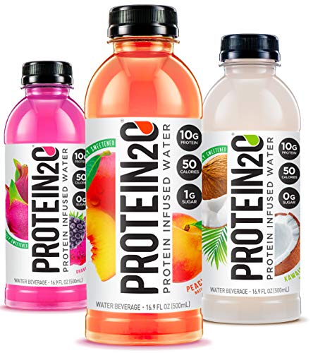 Protein2O Low Calorie Protein Infused Water, 15G Whey Protein Isolate, Tropical Coconut (Pack Of 12), 16.89 Ounce & Protein Infused Water, Flavor Fusion Variety Pack (16.9 Oz, Pack Of 12) #TOP4