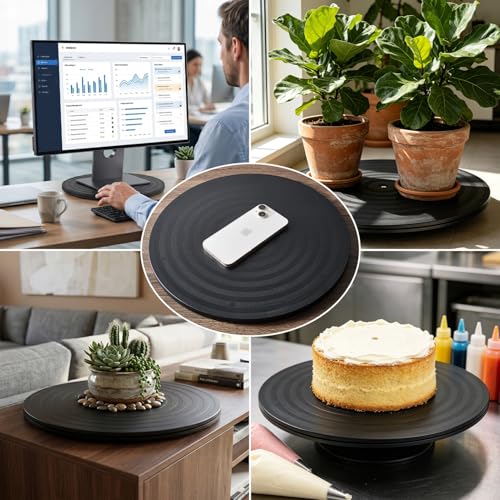 Image of HSTECH 14 Inch Heavy Duty Rotating Swivel Stand - Lazy Susan with Steel Ball Bearings for Model Base /Rotating Plants /Crafts Stand Monitor /TV /Monitors /Potted Plants (360˚ Rotation)