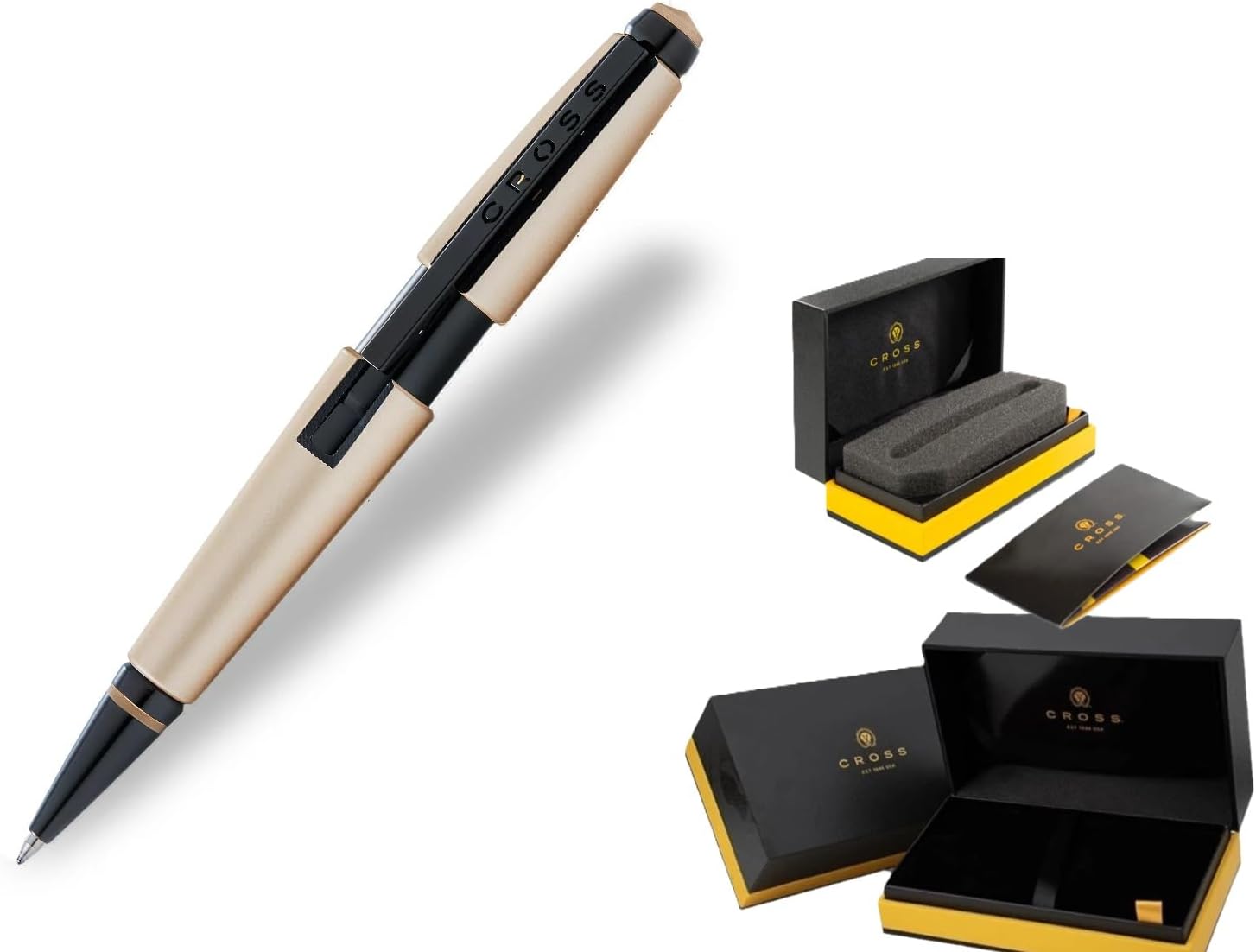 Cross Edge Rollerball Pen, Includes Luxury Gift Box (Black and Chrome)