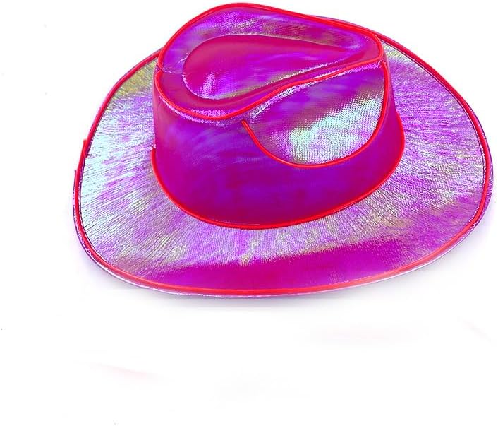 Bachelorette/Bachelors Gender reveal Wedding Party Concert Night Lighting CowBoy Unisex Wireless Light Up Sequin Jazz Hat(Red)