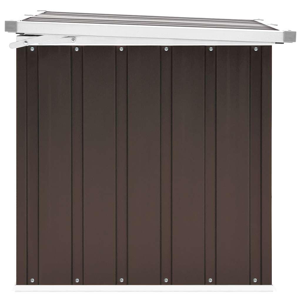 Contenitore da giardino marrone in acciaio zincato, 129 x 67 x 65 cm, con coperchio impermeabile, resistente alle intemperie, richiudibile, con funzione di seduta, per balcone, terrazza e