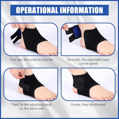 Image of Tarpop 2 Pairs Kids Ankle Brace Set Foot Support Stabilizer Wraps Protector Guard Knitted Ankle Sleeve Sock Support Compression Socks for Injury Prevention(Black,White,Medium)