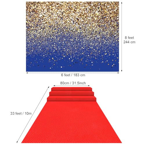 Fondo Azul Marino con Puntos Dorados y Alfombra Roja para Fiesta miniatura 2