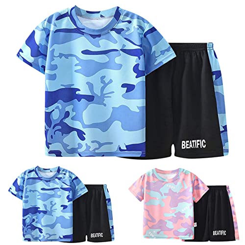 Boys J𝐞rsey Soccer Set Athletic Short-Sleeve Shirt and Active Shorts Sport T𝐞am 𝗨niform Shirt and Shorts Set2
