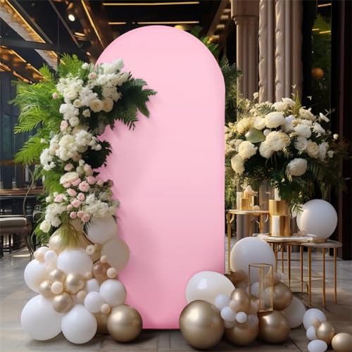 Creperture Telón de Fondo para Arco de Boda, 1 x 2m Telón de Fondo Redondo de Tela para Estudio Fotográfico, Decoración para Fiesta de Cumpleaños, Ceremonia de Boda, Toldos de Jardín, Rosa