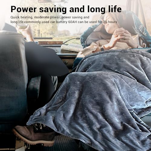 Ghzste Heated Car Blanket Car Heating Blanket 12V 48W Soft Warm Flannel Fast Heating Breathable Car Electric Blanket for Camping 100x75cm - Image 7