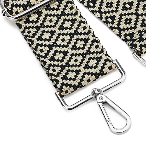 Image of Silvery Buckles Wide Shoulder Strap Adjustable Replacement Belt Crossbody Canvas Bag Handbag