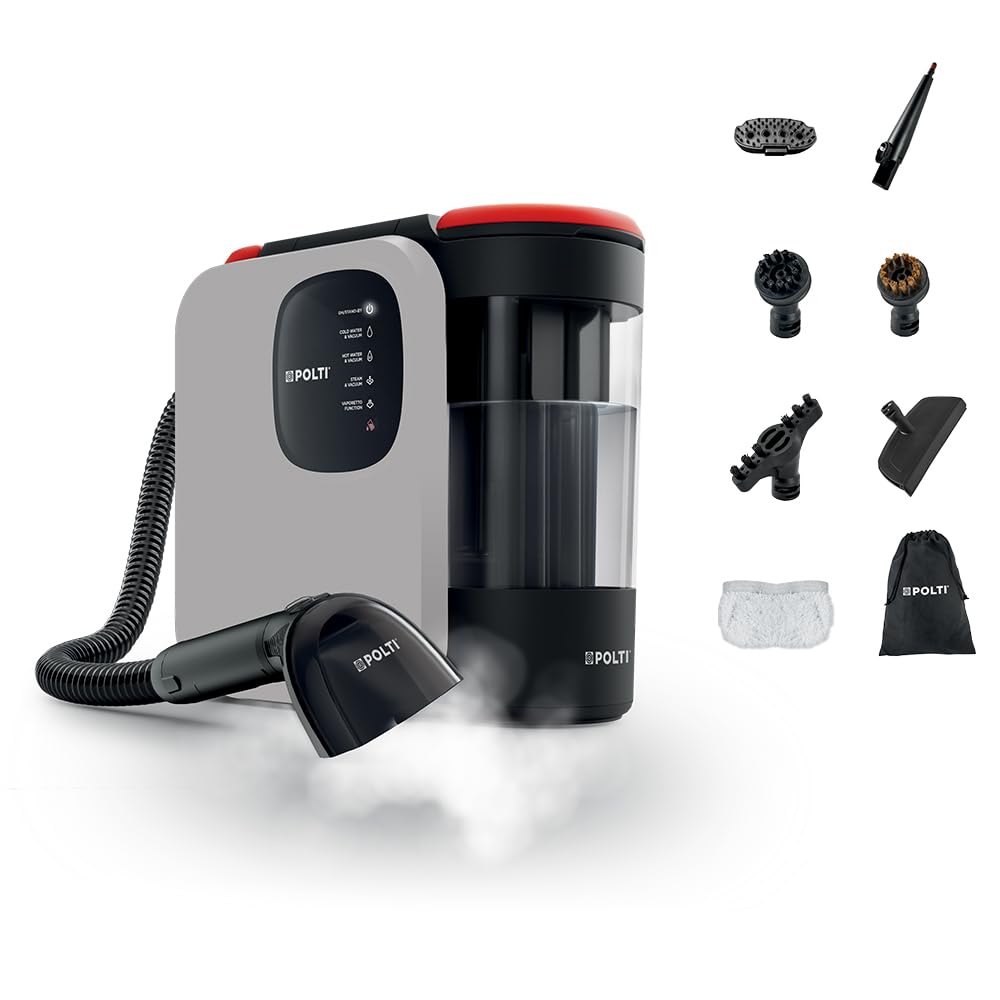 Polti StainOver SC20, Lavatappeti a Vapore 4 in 1 per Rimuovere le Macchie, con Funzione Vaporetto, Tecnologia SteamActive, Ideale per chi ha Animali, 9 accessori inclusi, Grigio