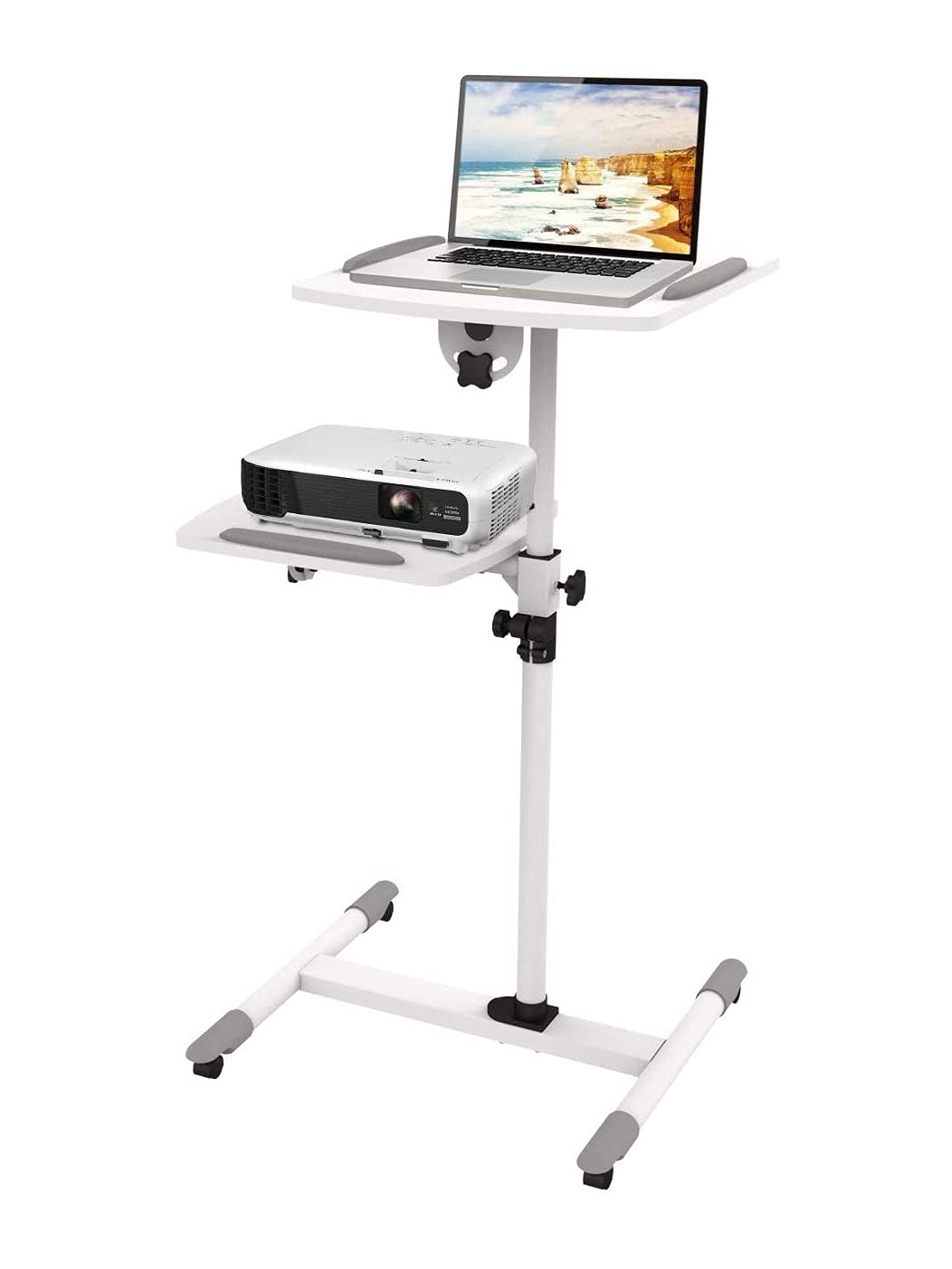 Techly 309593 Carrello Supporto per Proiettore Beamer Notebook PC Ripiani Regolabili Bianco