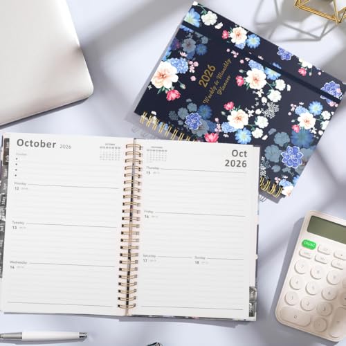 Image of Planner 2026 A5 Weekly Spiral Hardcover Floral Diary Organizer