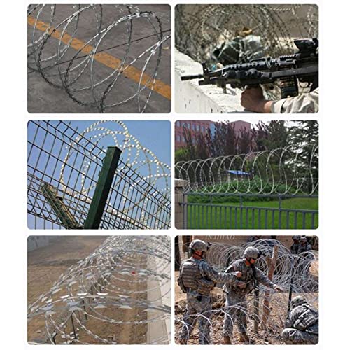 Galvanized Stainless Steel Razor Wire, Concertina Fencing Roll, Security Isolation Barrier, Anti-Climb Protection, Silver 45cm Razor Ribbon for Theft Prevention