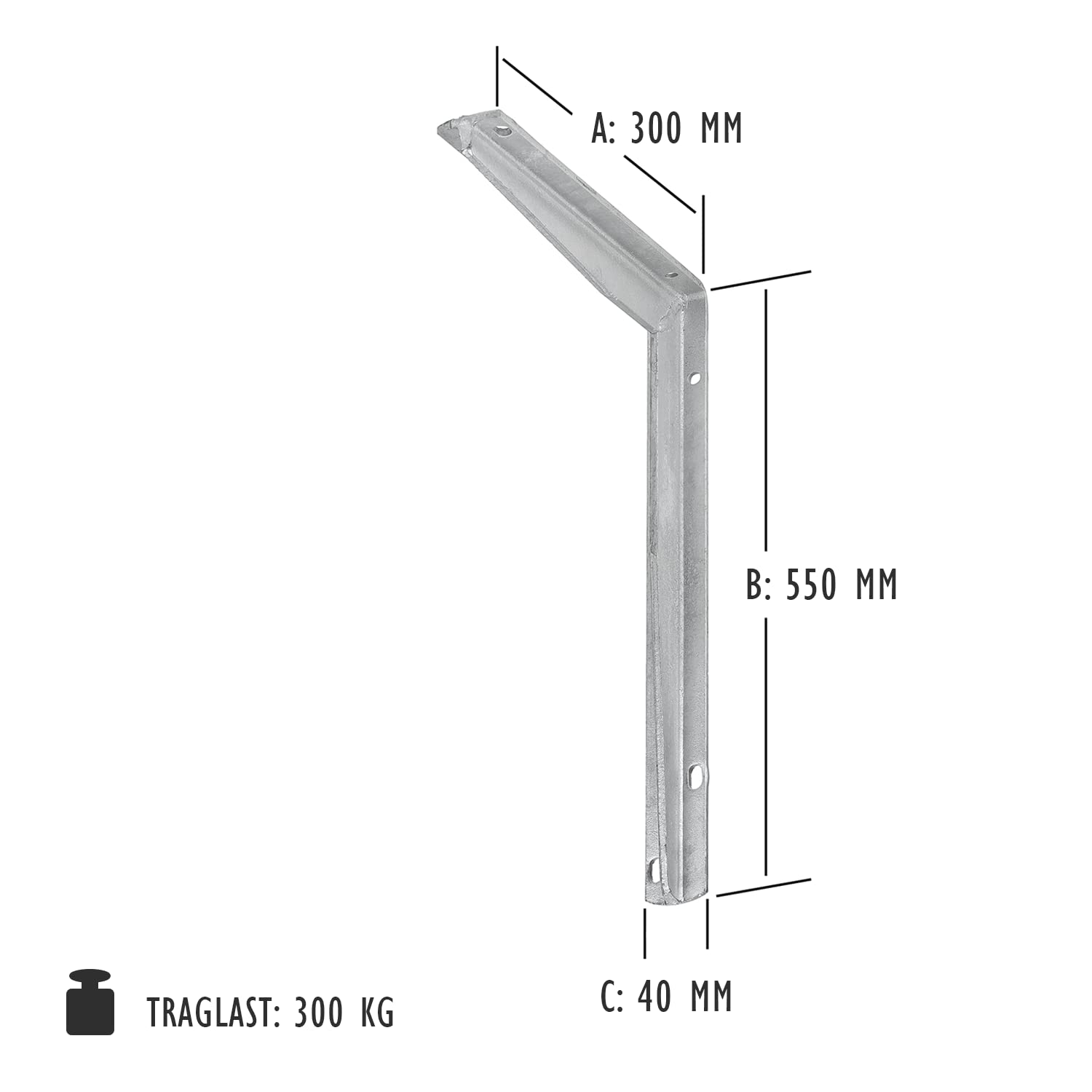 siwitec T-Profil-Konsole Regalwinkel 300kg feuerverzinkt 300x550x40mm 10er