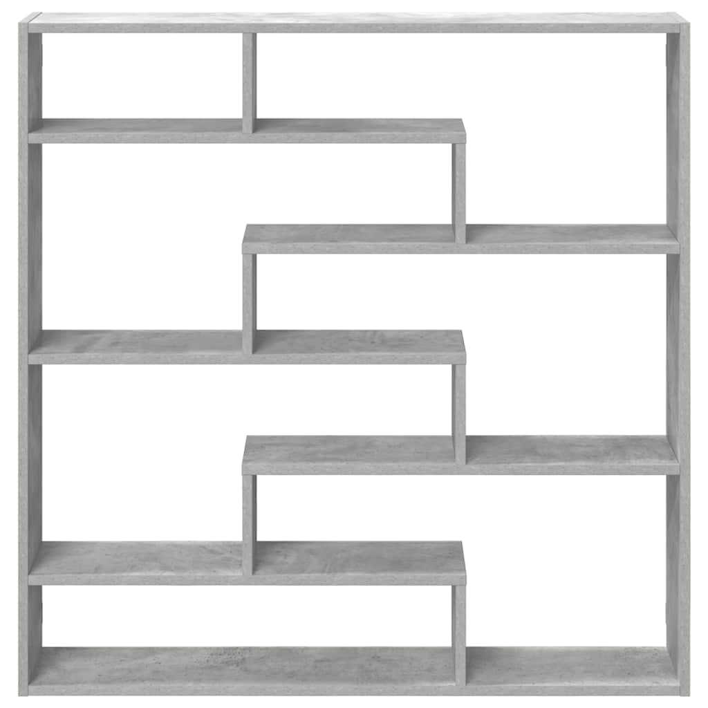 Wandregal 7 Fächer Betongrau Holzwerkstoff 100 x 18 x 100 cm Schwebendes Regal mit Modernem Design Robust und Langlebig für Wohnzimmer Schlafzimmer und Badezimmer