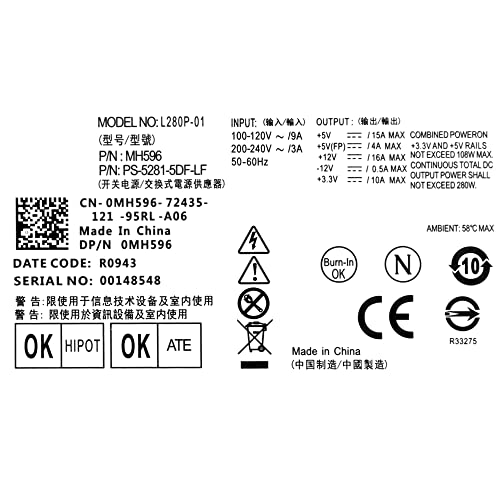 Fuente de poder 280W para Dell Optiplex y Dimension miniatura 6