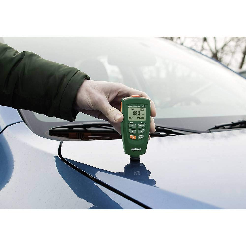 Extech CG204 Tester Spessore Rivestimento, Ferroso e Non Ferroso | Doppia tecnologia, 0-1000um (0-40 mils), riconoscimento substrato auto, salva 255, LCD retroill.