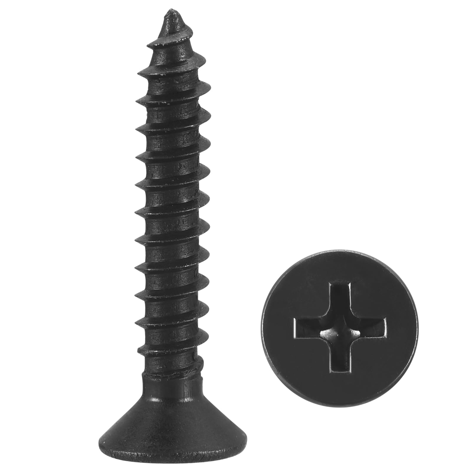 METALLIXITY Countersunk Phillips Wood Screw (#6x7/8") 100Pcs, 304 Stainless Steel Coarse Thread Phillips Drive Flat Head Wood Screws - for Furniture Installation Repair, Black — image 1