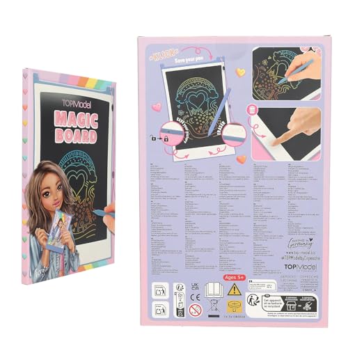 Depesche 13605 TOPModel - Magic Board in Hellblau und mit Model Motiv, 8,5 Zoll LCD-Tafel inkl. Zeichenstift und Taste zum Löschen und Sichern