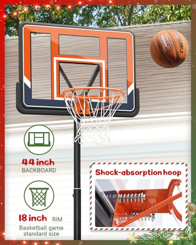 Image of WIN.MAX Basketball Hoop Outdoor 3.3-10ft Adjustable Height, 40inch Backboard with Shatterproof Backboard and Larger Base, Portable Basketball Hoop Goal System Youth /Adults in Backyard /Driveway