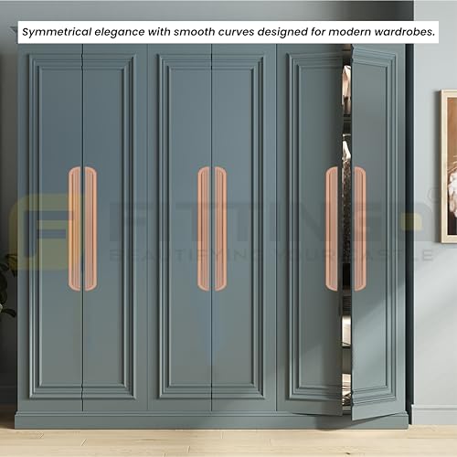 Image of VEZEL Aluminium Wardrobe Handle - Modern Cabinet Pull for Wardrobe, Drawer & Furniture, PVD Rose Gold, 600mm - Pack of 2-| 3 Years Warranty |