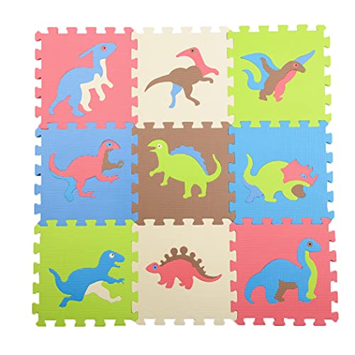 Baby Foam Puzzle Mats| 9pcs Toddler Kids Puzzle Floor Mats Floor Tiles Play Mat Children's Dinosaur Educational Foam Eva Puzzle Toy Gift Exercise Gym Crawling Area Carpet| Multicolor| Jungaha