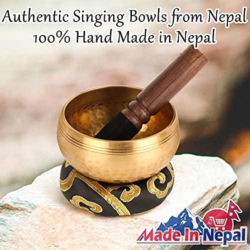 Tibetan Singing Bowls Set-100% Hand-hammered in Nepal Sound Bowl for Meditation, Yoga, Chakra, Meditation Accessories, Unique Christmas Xmas Gifts for Women, Men (8 cm) (8 x 5 cm) - Image 3