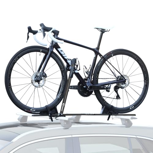 Bike Roof Rack for Car Foldable Upright Bicycle Carrier Rooftop Bike Rack Lightweight Aluminum Roof Rack Bike Mount with Secure Locking Black