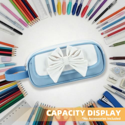 Image of Large Pencil Case for Girls Teens Kids School Zipper Pencil Pouch Blue