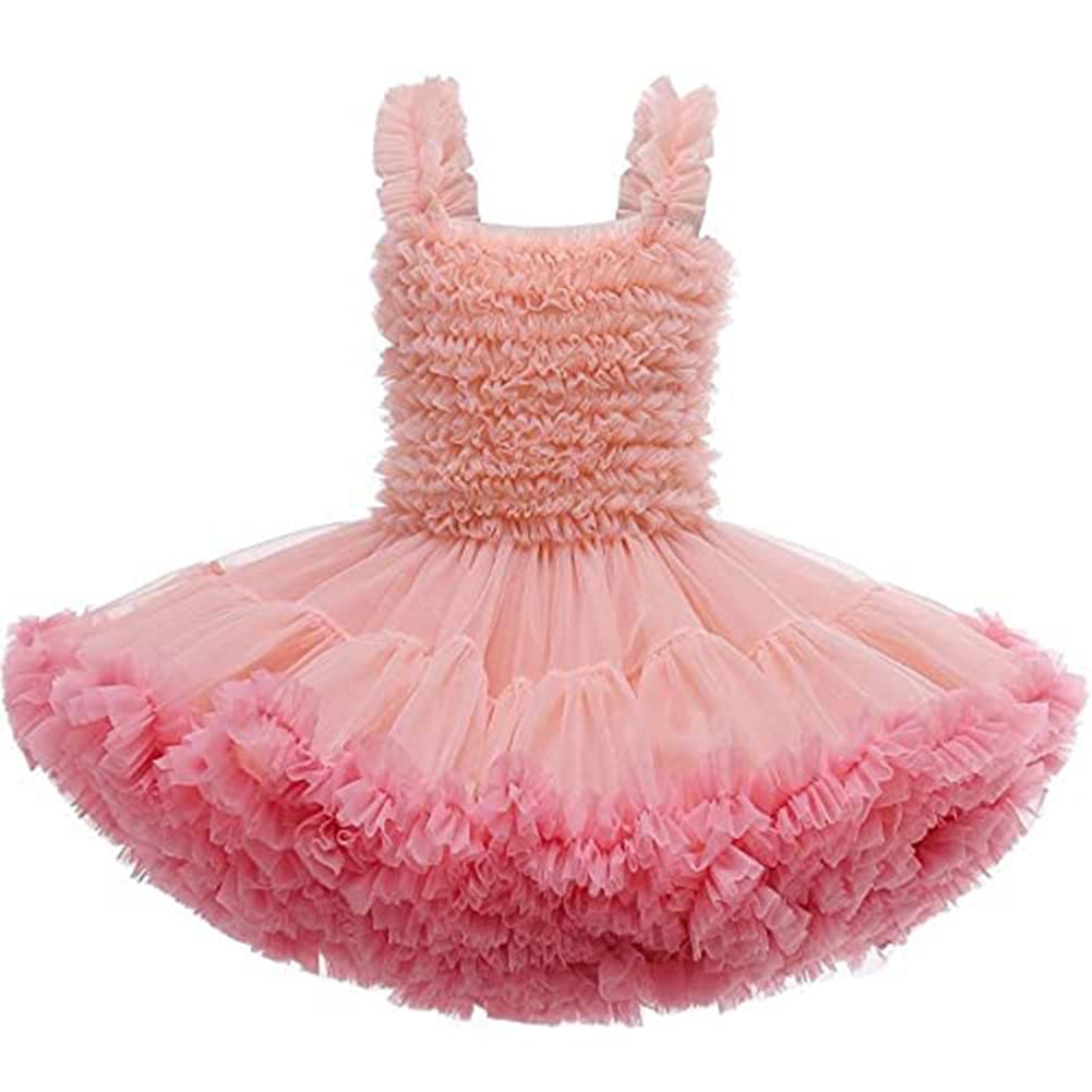 Baby Girl Tutu sukienka maluch koronkowa tiulowa spódnica baletowa sukienka na przyjęcie urodzinowe Up Beach Wedding Dress,Peach pink,XS