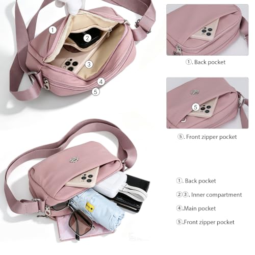Image of Eslcorri Small Nylon Crossbody Bags for Women, Lightweight Shoulder Purse